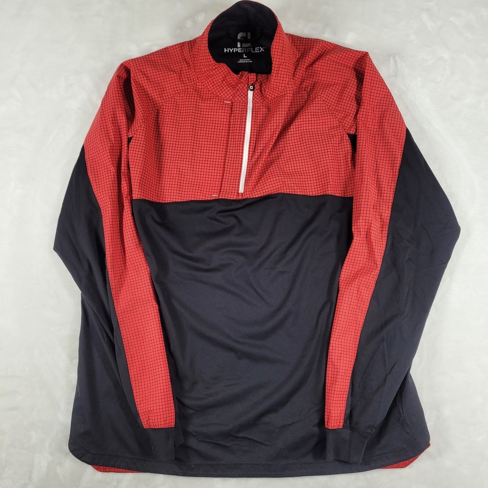 Footjoy Hyperflex 1/4 Zip Pullover Men's Large Red Black Windbreaker Golf Active
